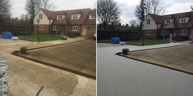 Before and after Resin Bound Driveway Example